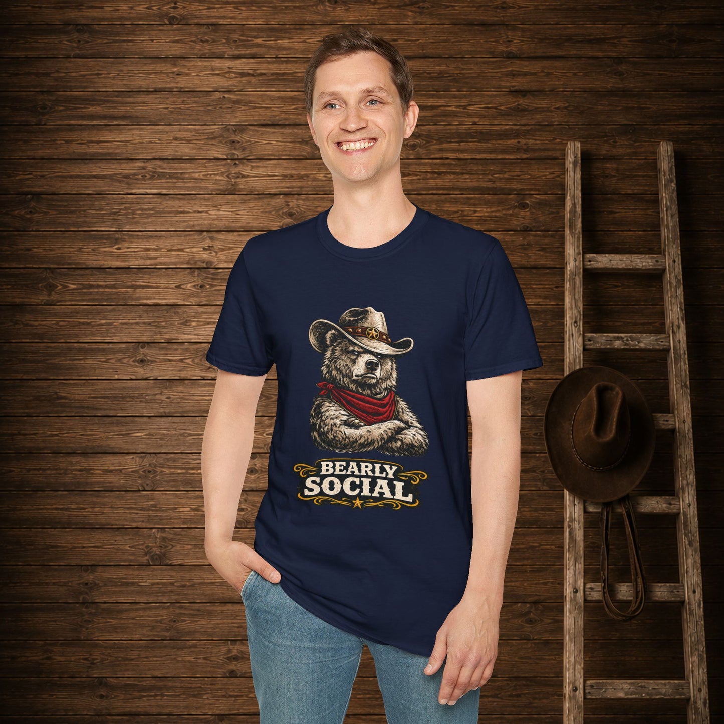Bearly Social Cowboy T-Shirt