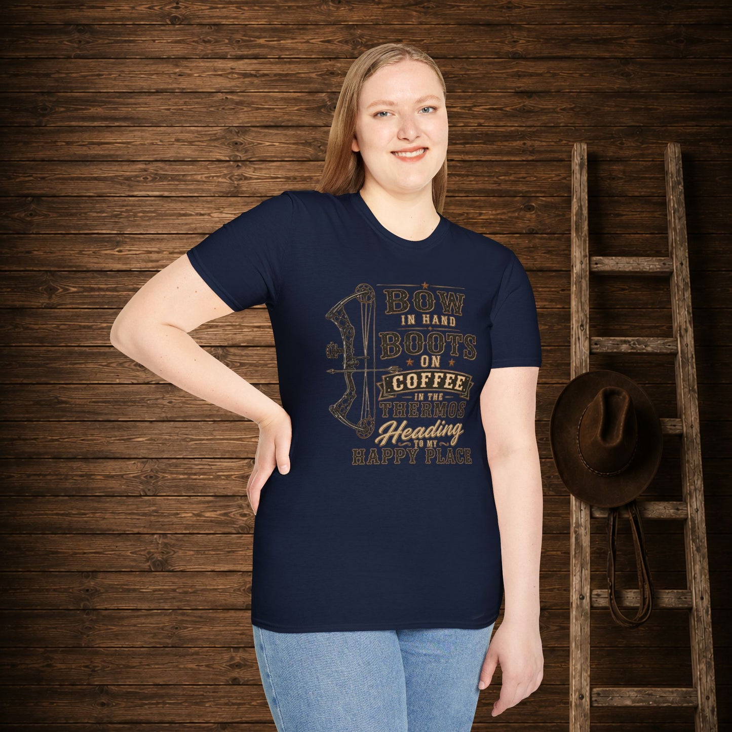 Bow Boots Coffee Adult Size T-Shirt