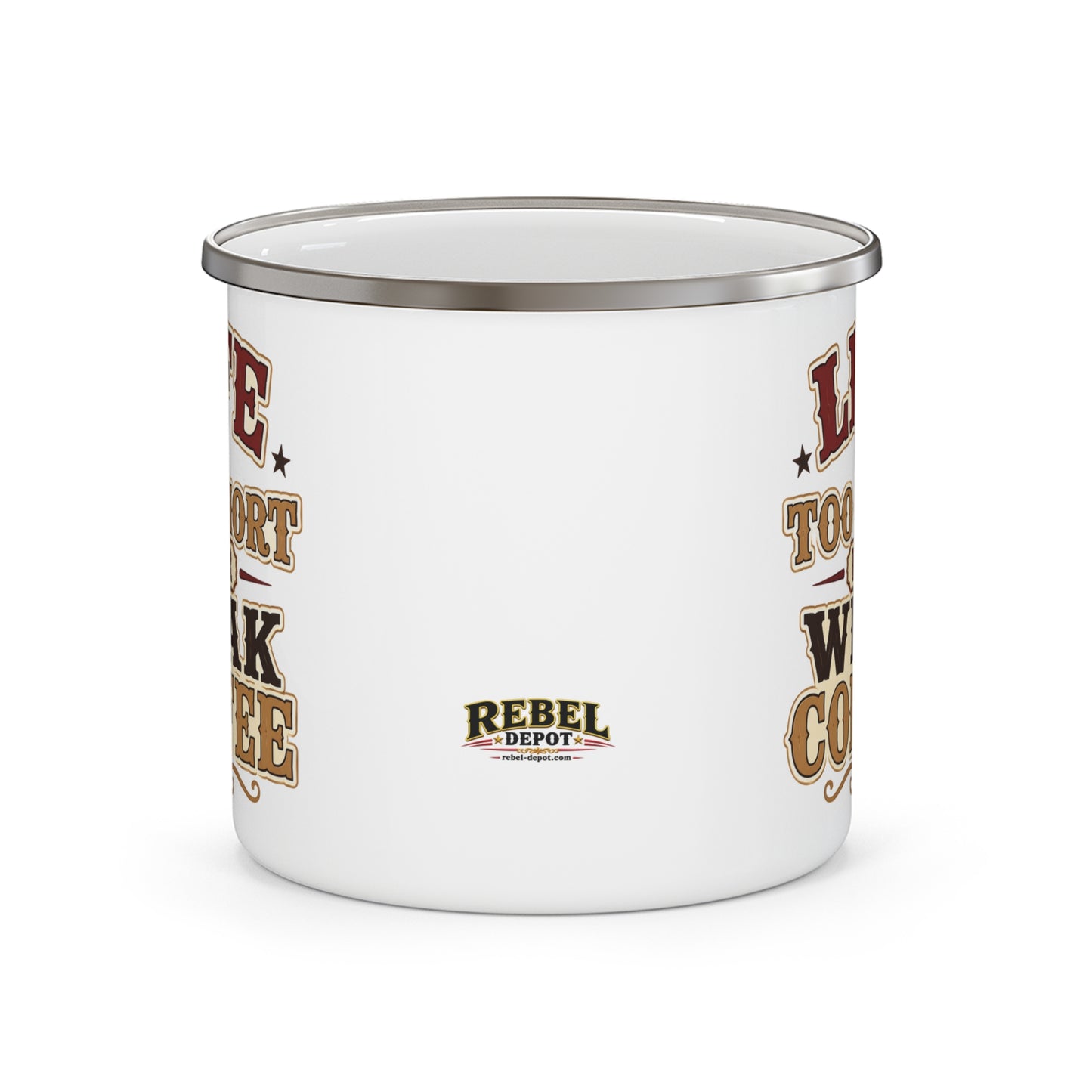 Life Short Weak Coffee Enamel Camping Mug