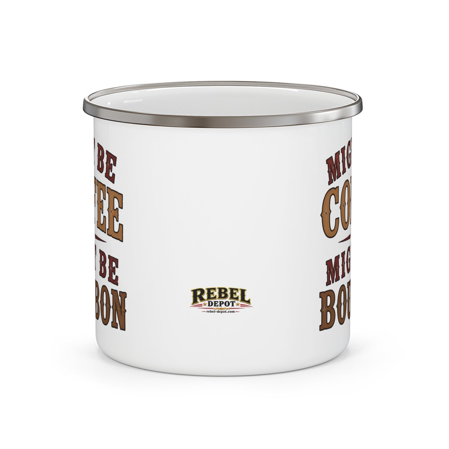 Coffee or Bourbon Enamel Camping Mug