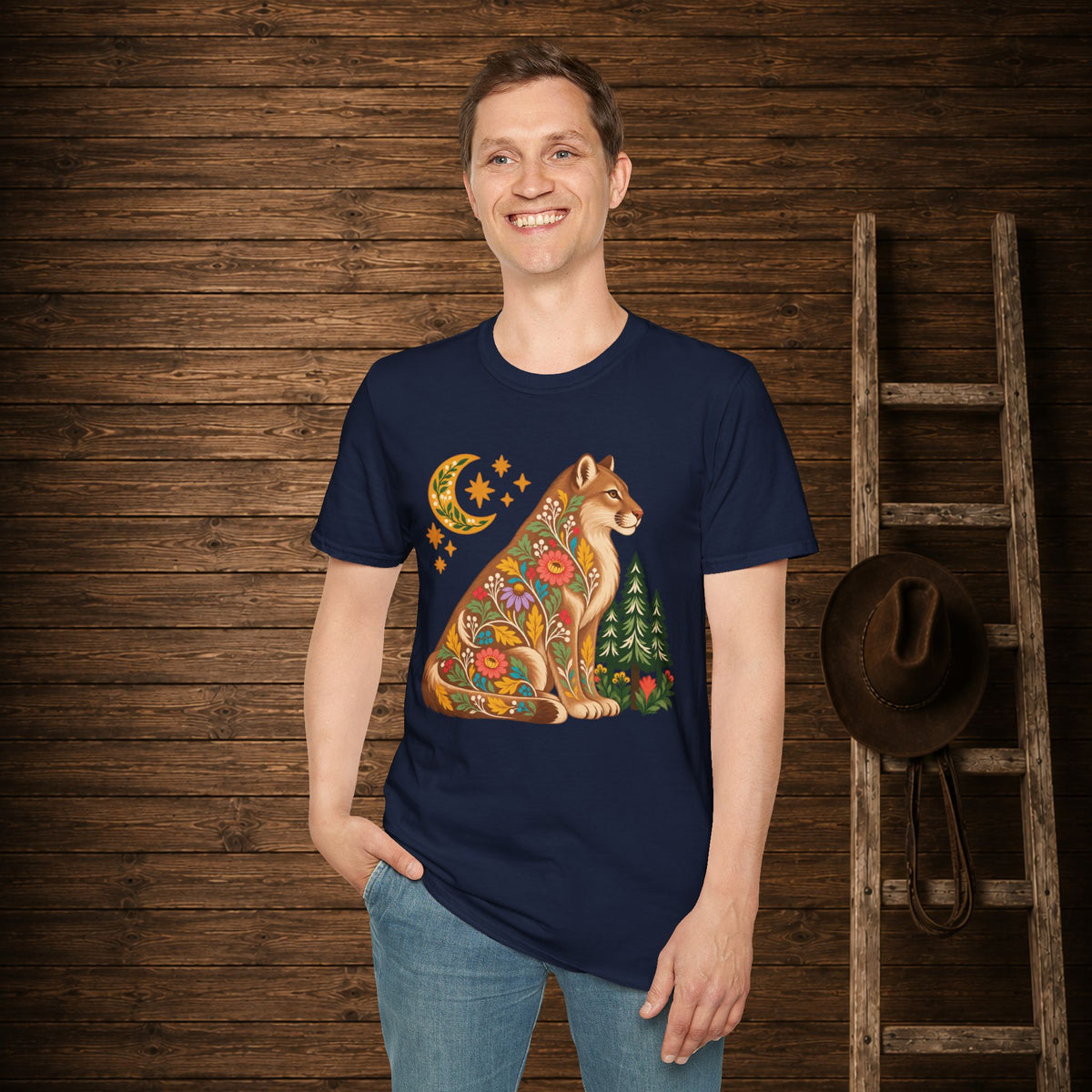 Fall Bloom Cougar Adult Size T-Shirt