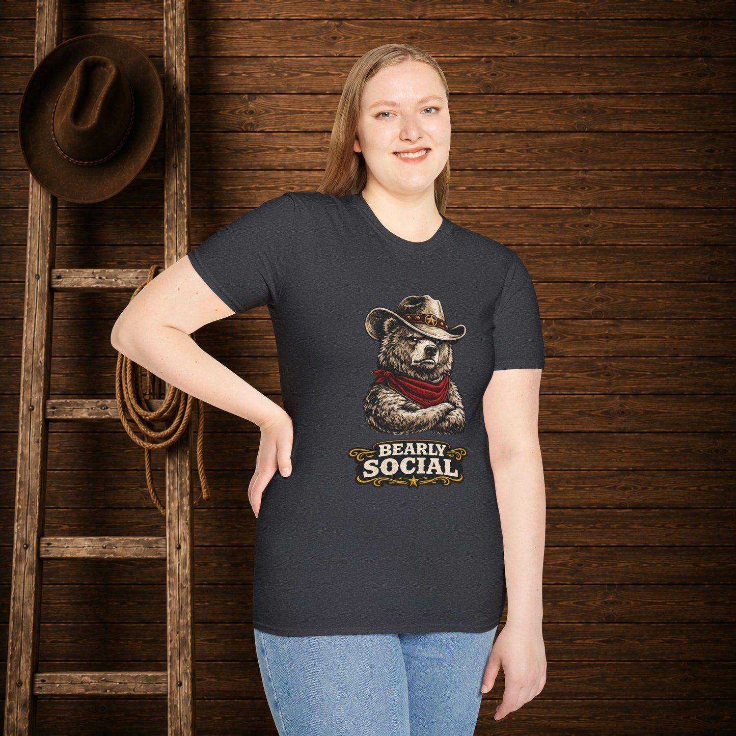 Bearly Social Cowboy T-Shirt