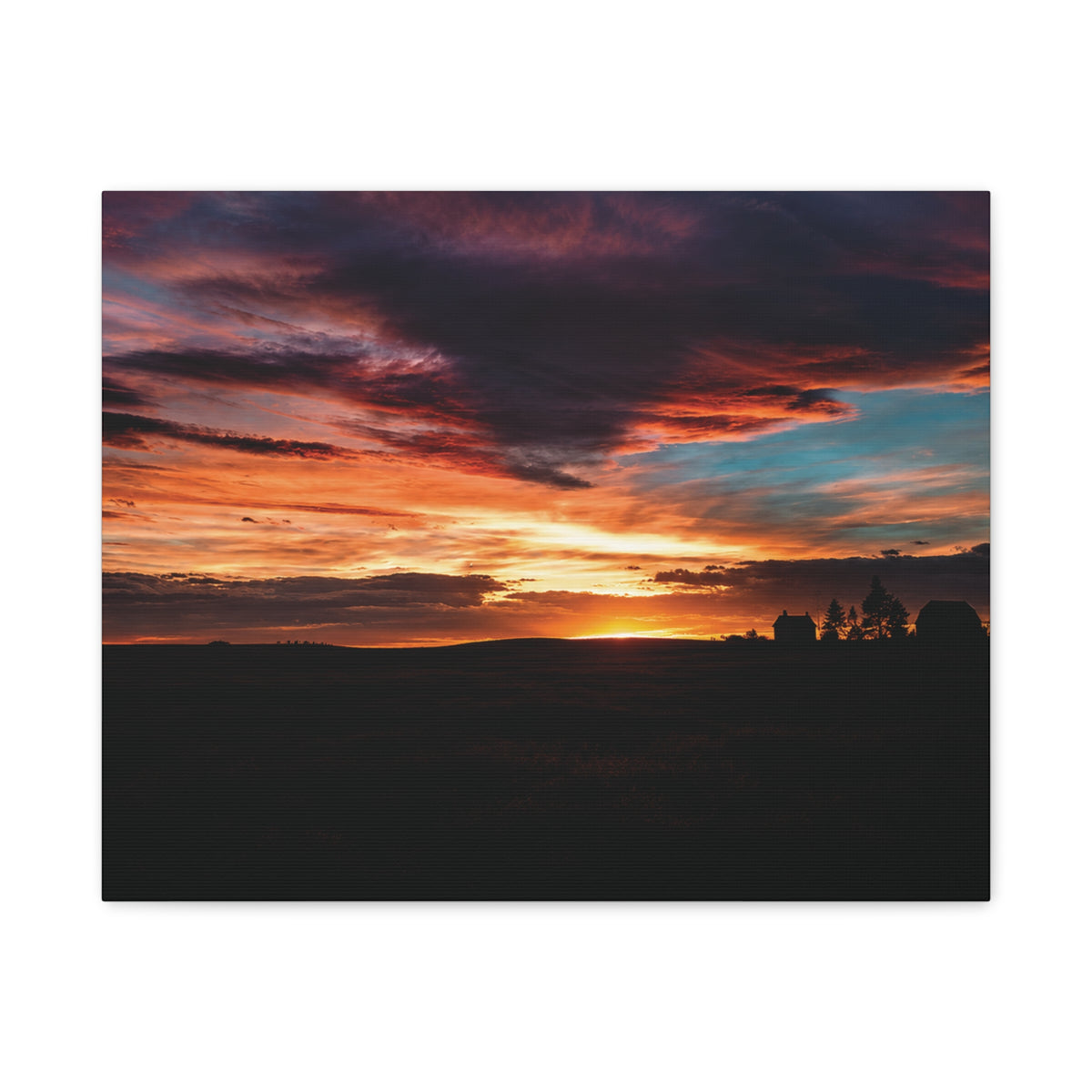 Country Homestead Sunset  Matte Canvas Art