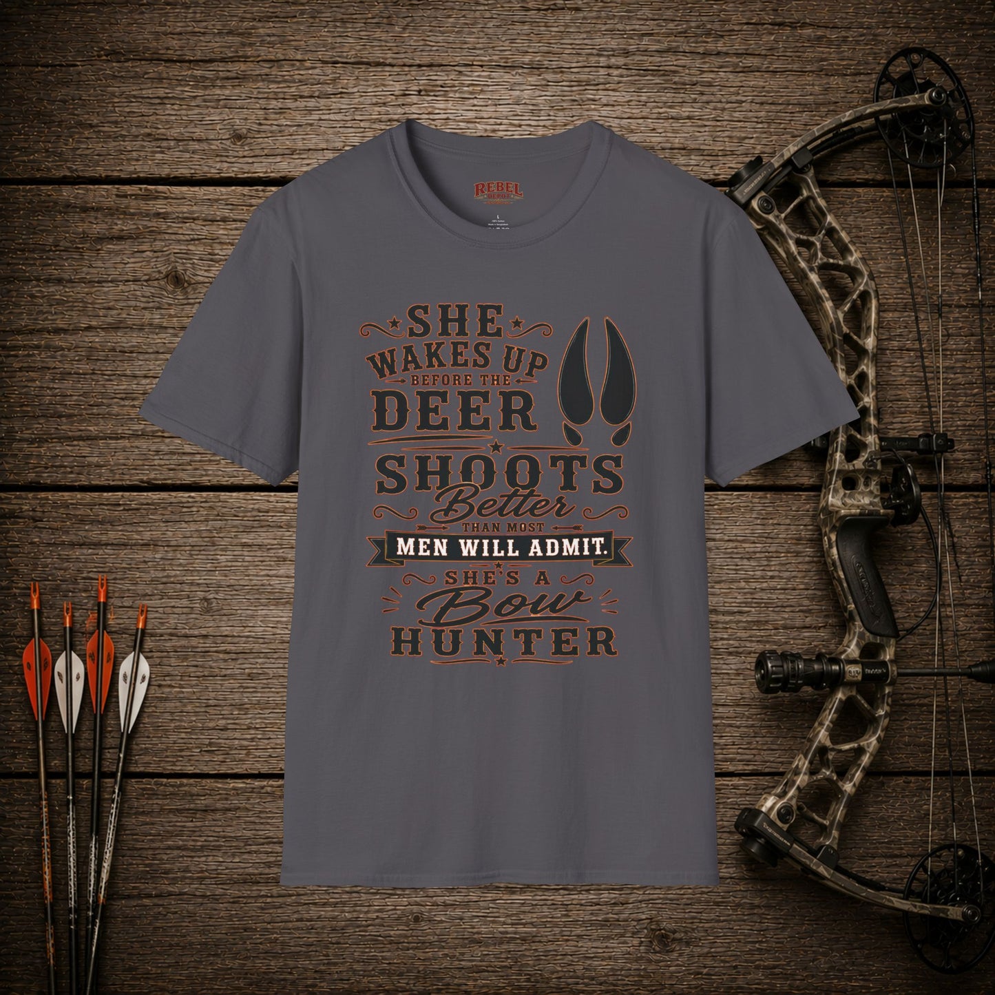 She's A Bow Hunter  Adult Size T-Shirt