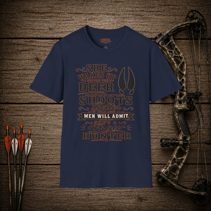 She's A Bow Hunter  Adult Size T-Shirt