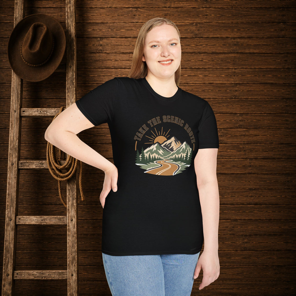 Take The Scenic Route  Adult Size T-Shirt