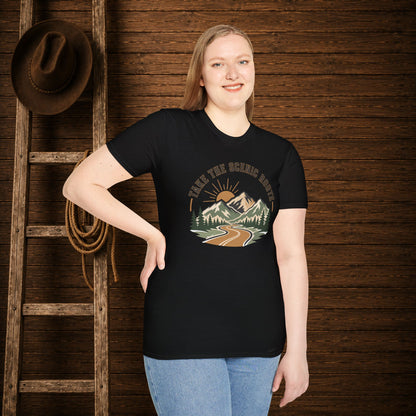 Take The Scenic Route  Adult Size T-Shirt