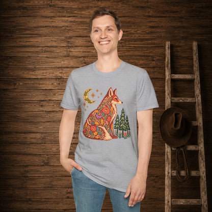 Fall Bloom Fox  Adult Size T-Shirt