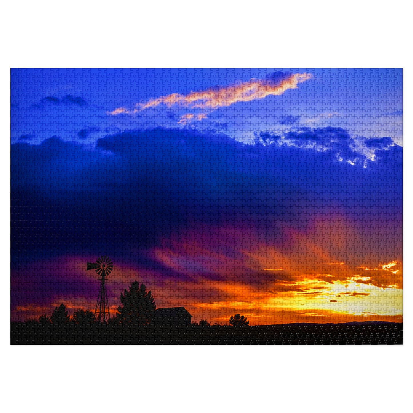 Windmill Sunset  Jigsaw Puzzle in Tin