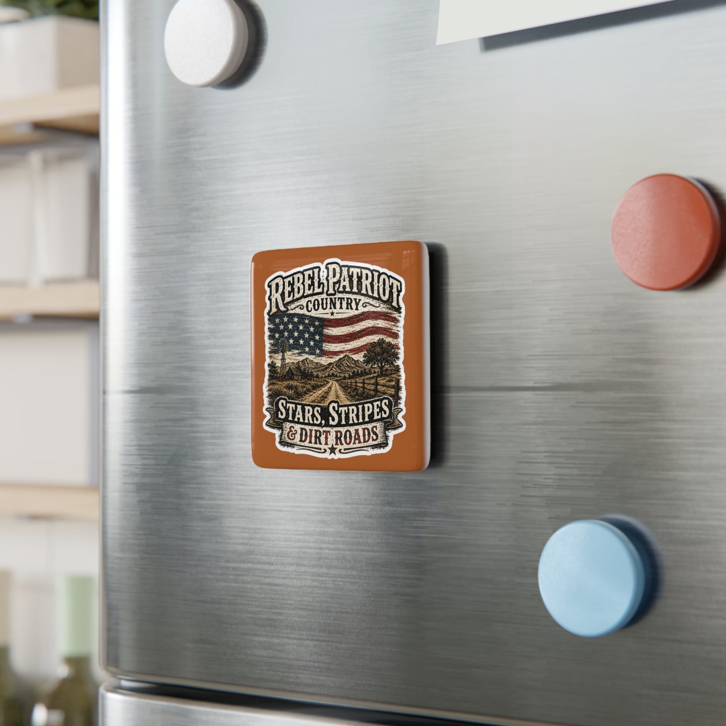 Rebel Patriot Country   Porcelain Magnet Square