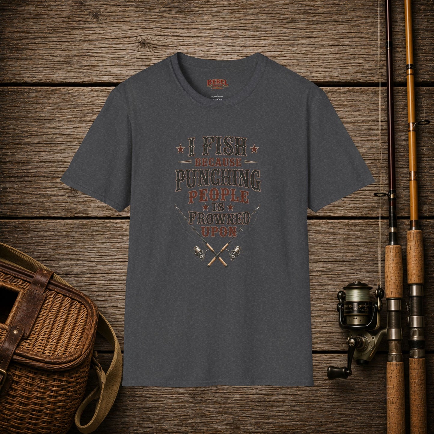Fish Punching Frowned Upon  Adult Size T-Shirt