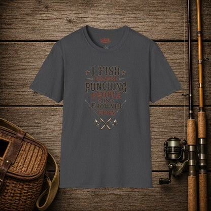 Fish Punching Frowned Upon  Adult Size T-Shirt