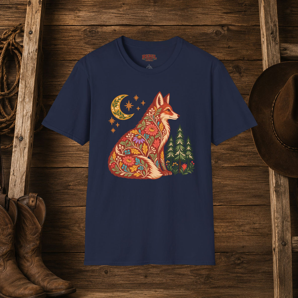 Fall Bloom Fox  Adult Size T-Shirt