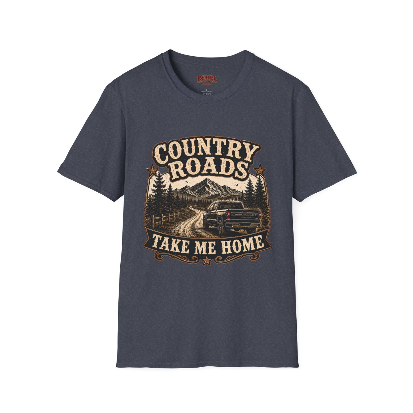 Country Roads Chevy   Adult Size T-Shirt