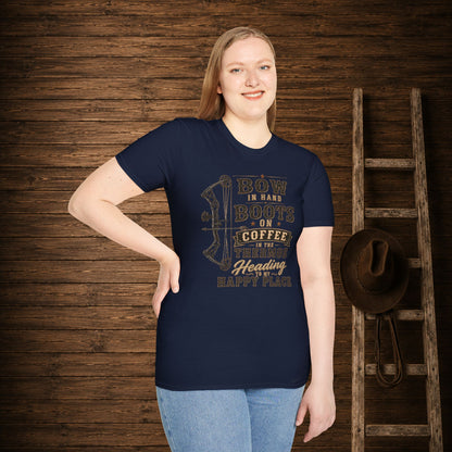 Bow Boots Coffee  Adult Size T-Shirt