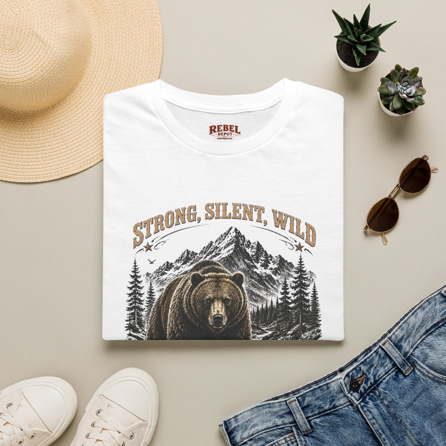 Strong Silent Wild Bear  Adult Size T-Shirt