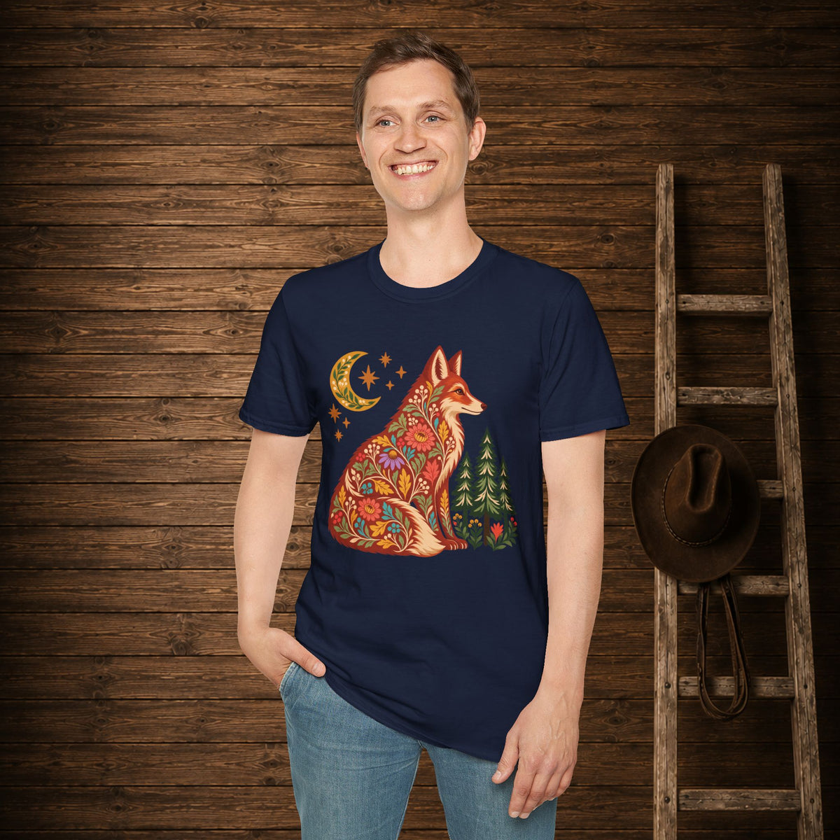 Fall Bloom Fox  Adult Size T-Shirt