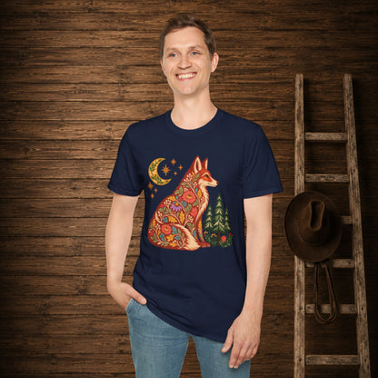 Fall Bloom Fox  Adult Size T-Shirt