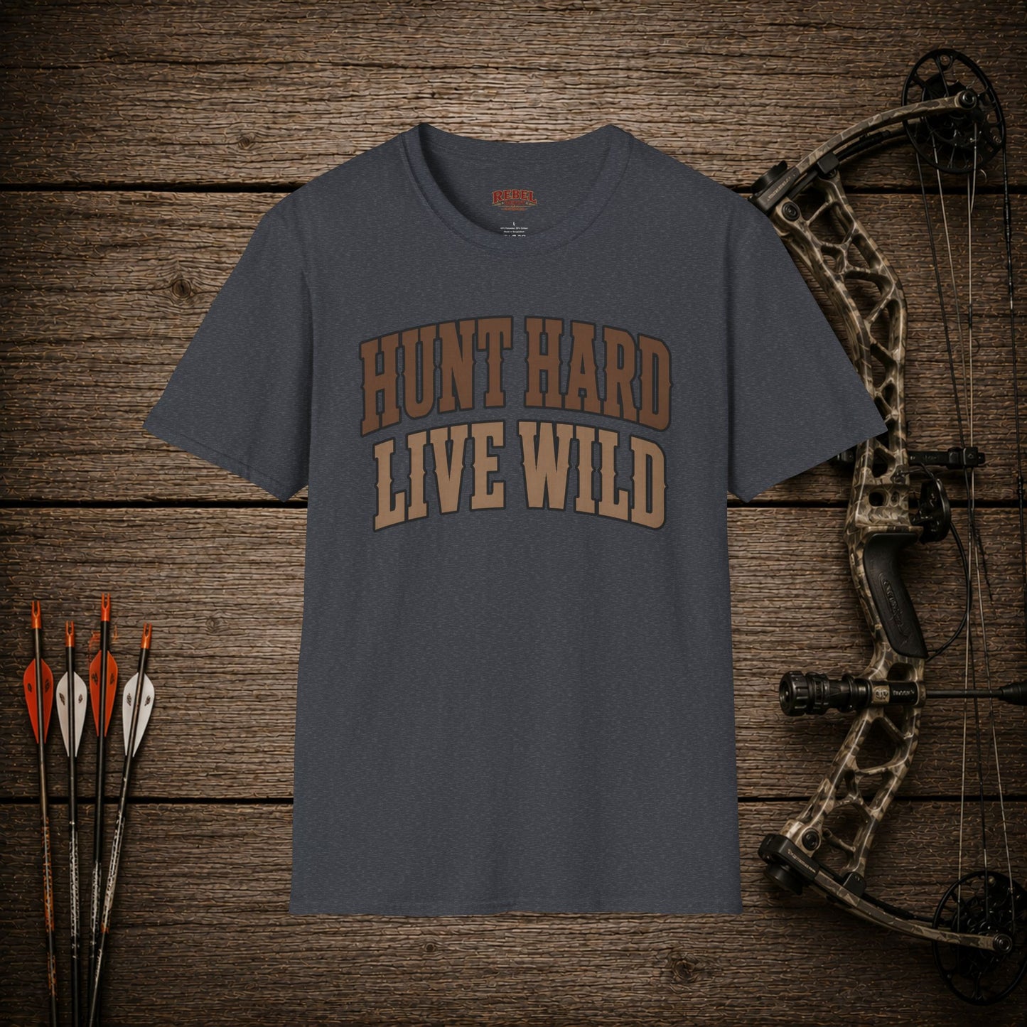 Hunt Hard Live Wild  Adult T-Shirt