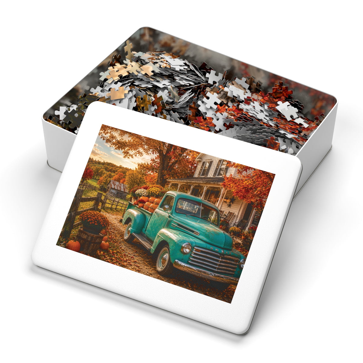 Fall Farmstead   Jigsaw Puzzle with Tin