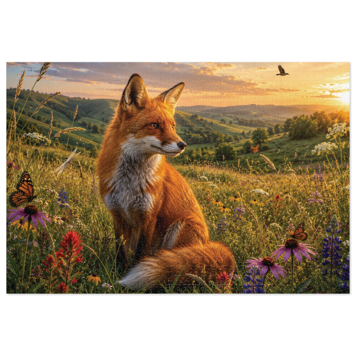 Meadow Fox  Jigsaw Puzzle with Tin