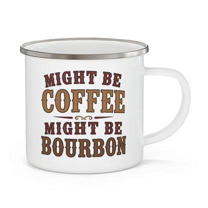Coffee or Bourbon  Enamel Camping Mug