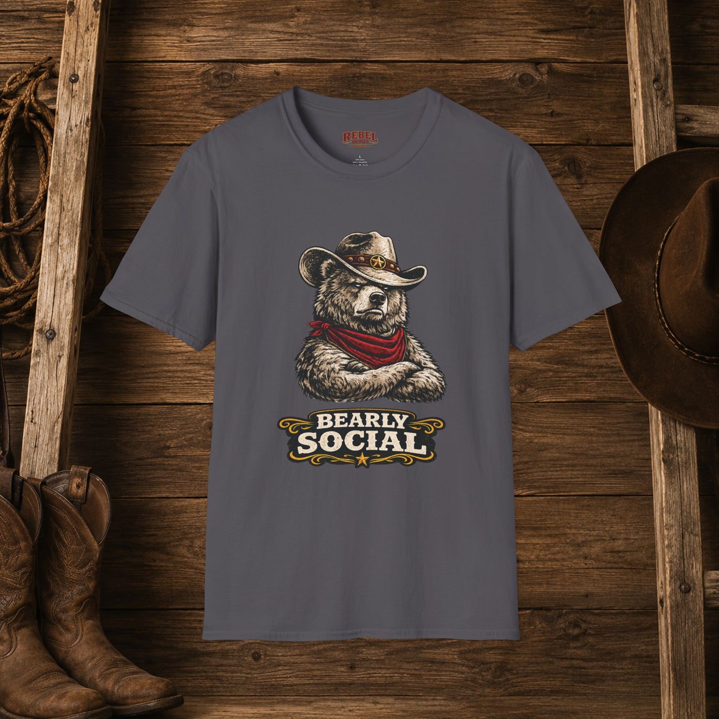 Bearly Social Cowboy T-Shirt