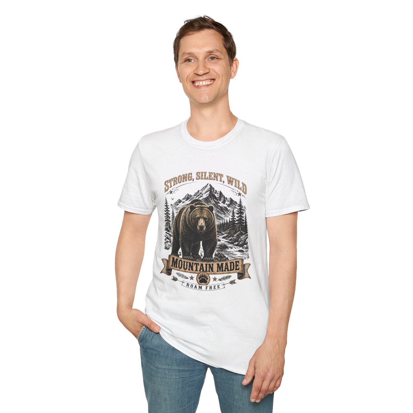 Strong Silent Wild Bear  Adult Size T-Shirt