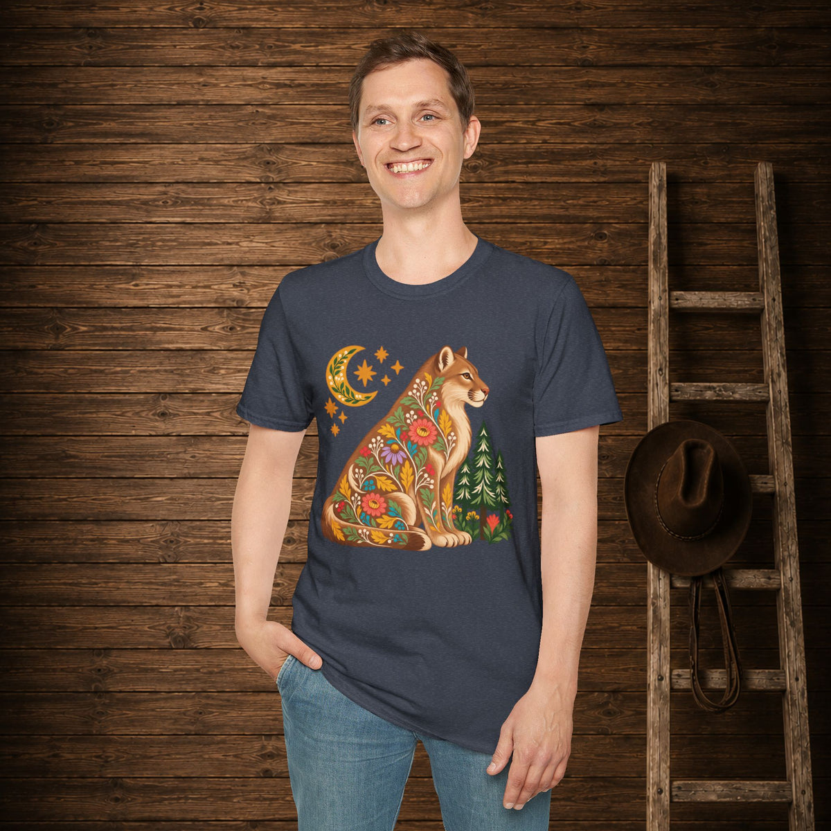 Fall Bloom Cougar   Adult Size T-Shirt