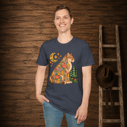 Fall Bloom Cougar   Adult Size T-Shirt