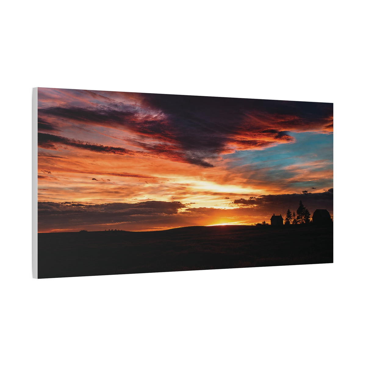 Country Homestead Sunset  Matte Canvas Art