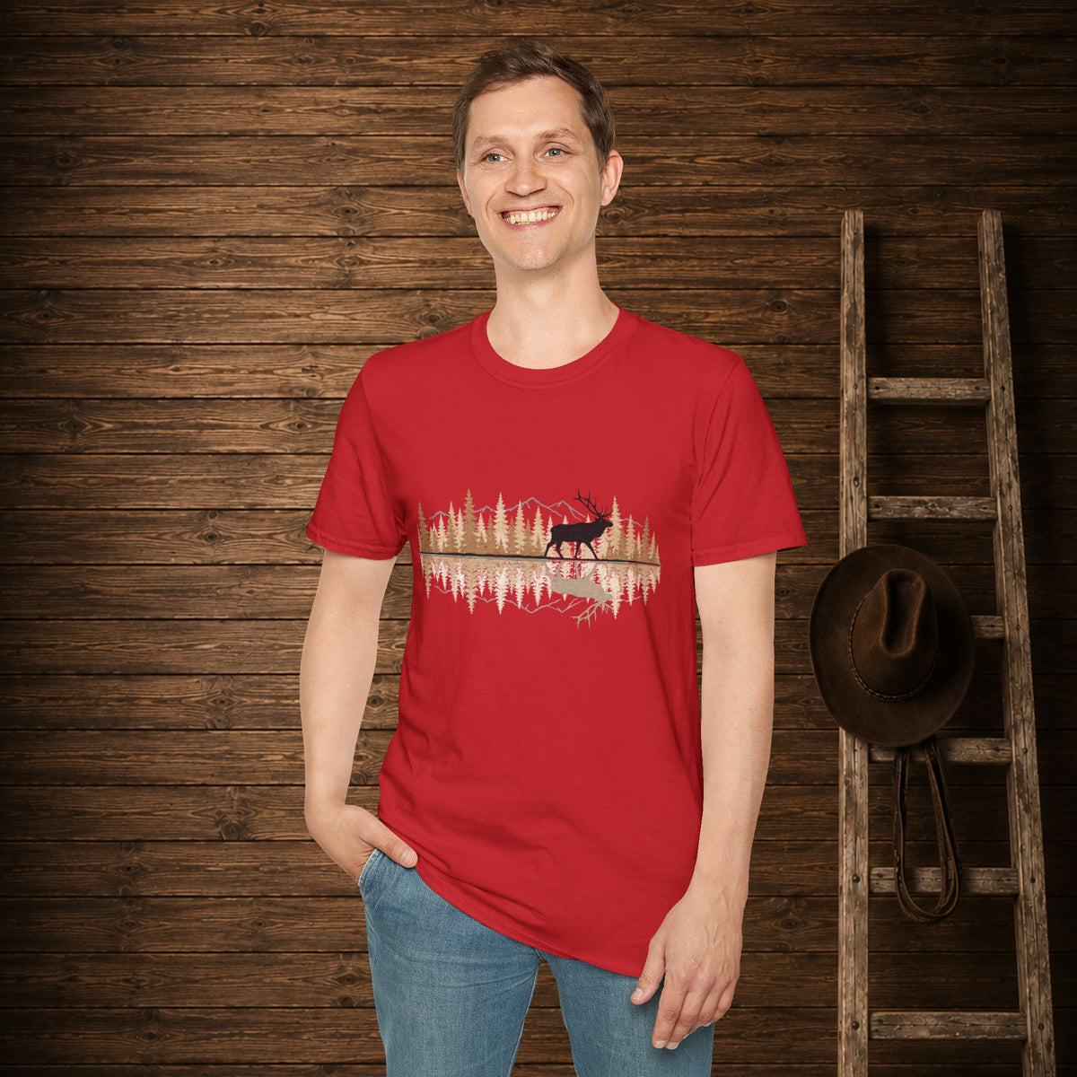 Elk Reflection   Adult Size T-Shirt