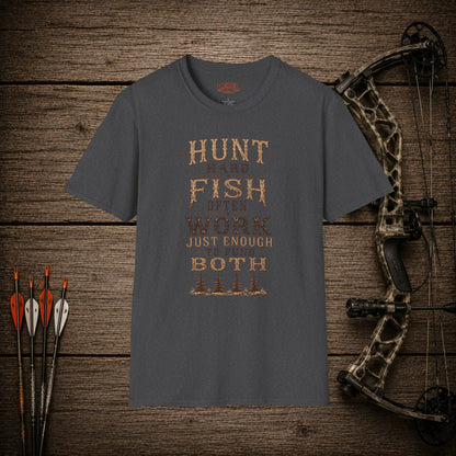 Hunt Fish Work  Adult Size T-Shirt