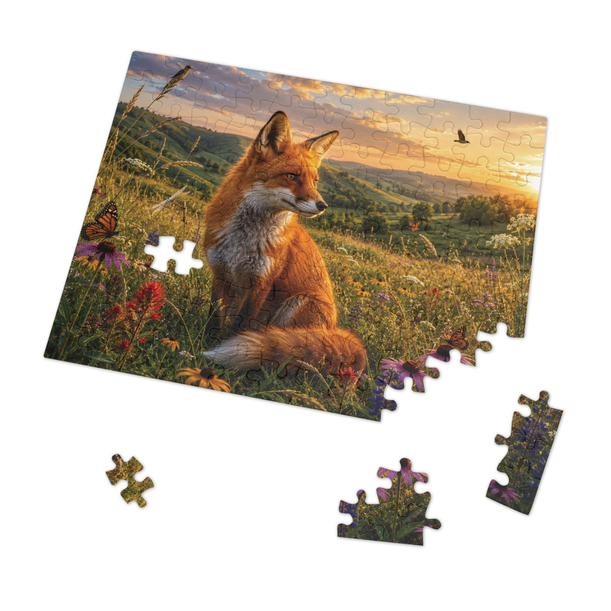 Meadow Fox  Jigsaw Puzzle with Tin