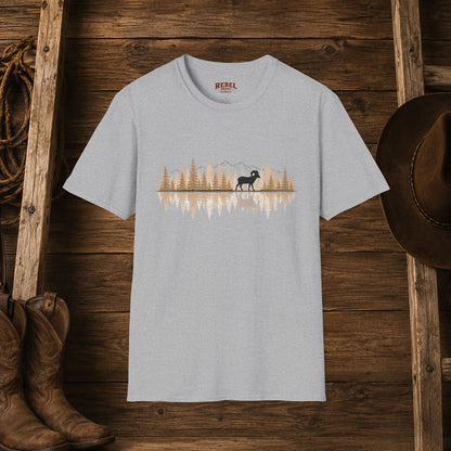 Big Horn Sheep Reflection   Adult Size T-Shirt