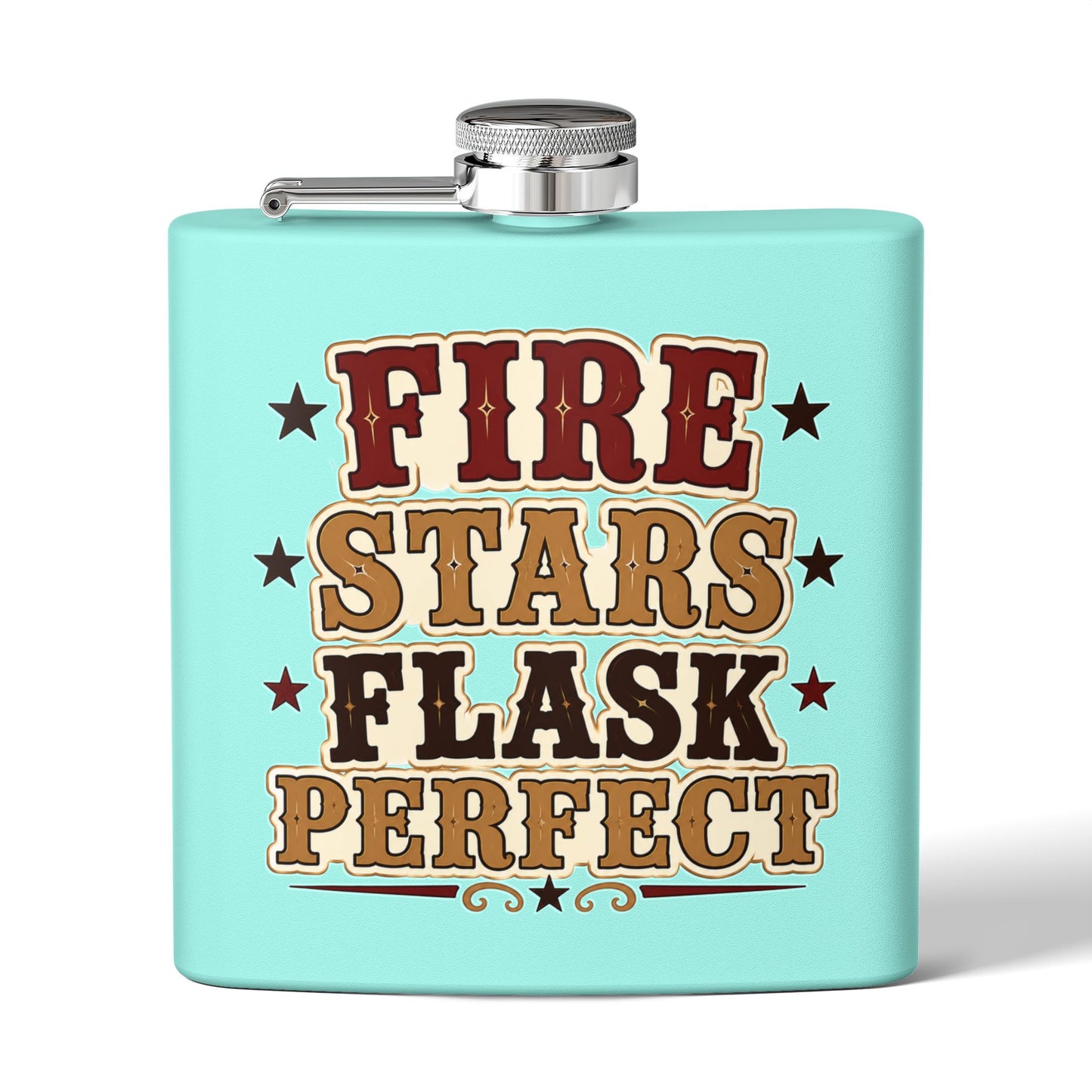 Fire Stars Flask   Stainless Steel Flask, 6oz