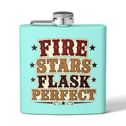 Fire Stars Flask   Stainless Steel Flask, 6oz