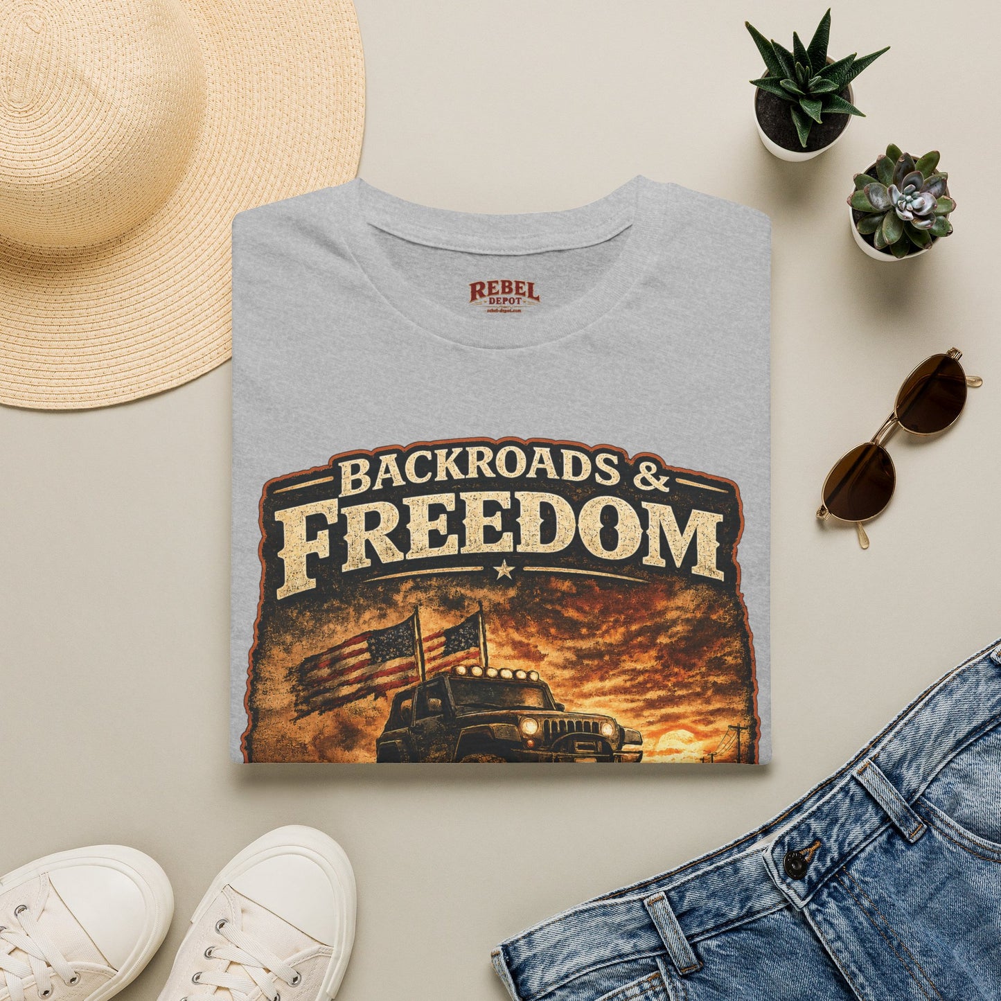 Backroads & Freedom  Adult Size T-Shirt