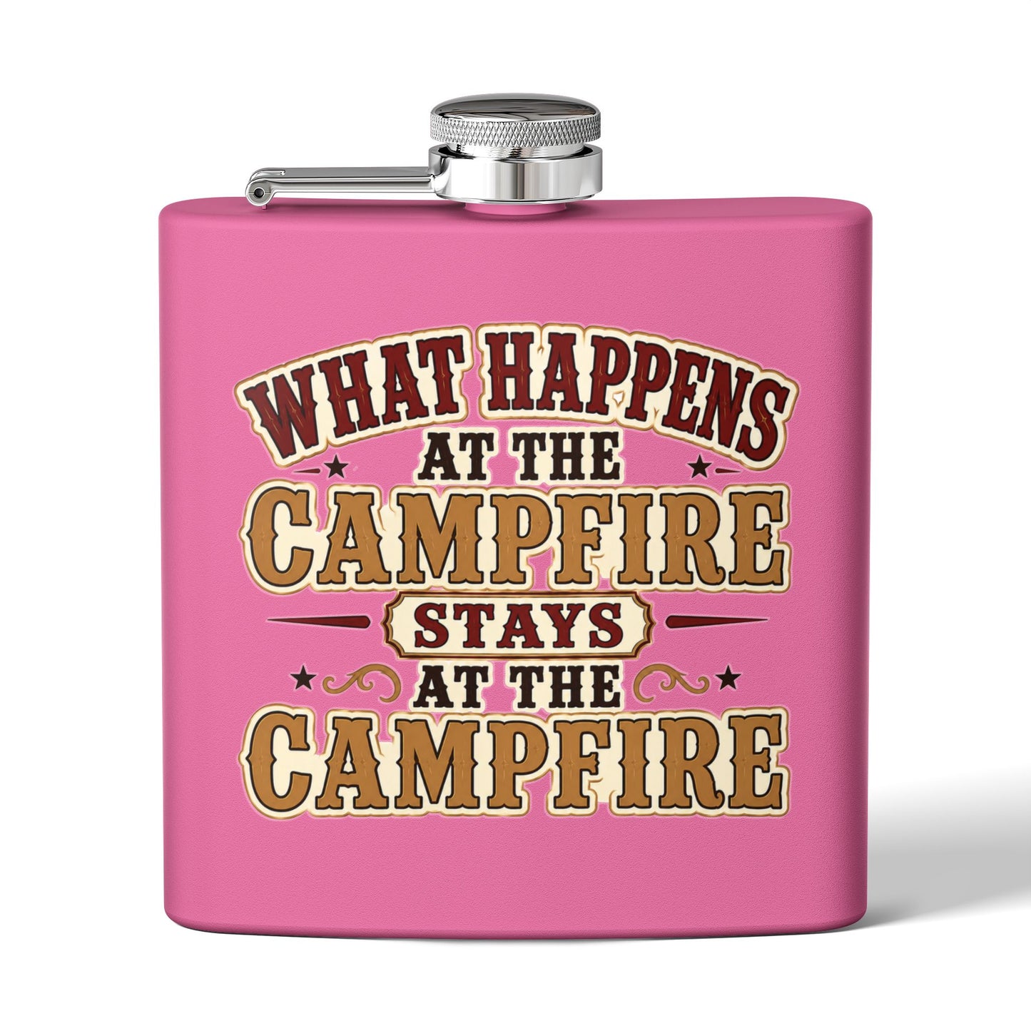 Happens At Campfire  Stainless Steel Flask, 6oz