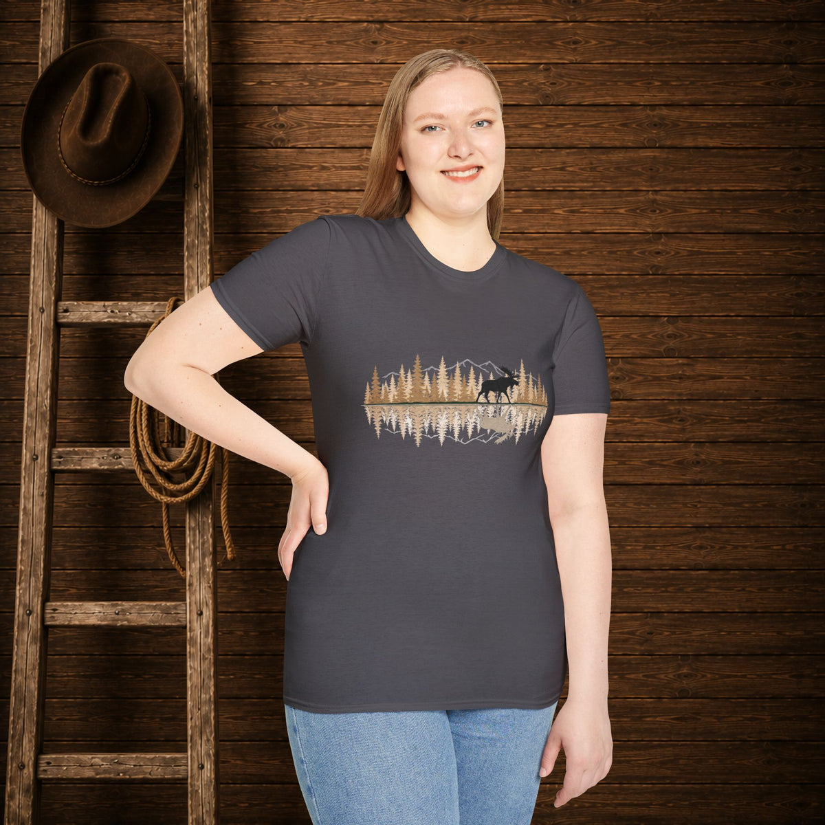Moose Reflection   Adult Size T-Shirt