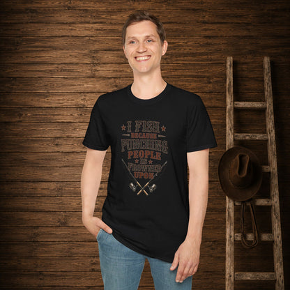 Fish Punching Frowned Upon  Adult Size T-Shirt