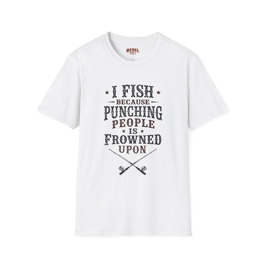 Fish Punching Frowned Upon  Adult Size T-Shirt