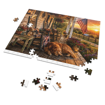 Country Porch  Jigsaw Puzzle with Tin