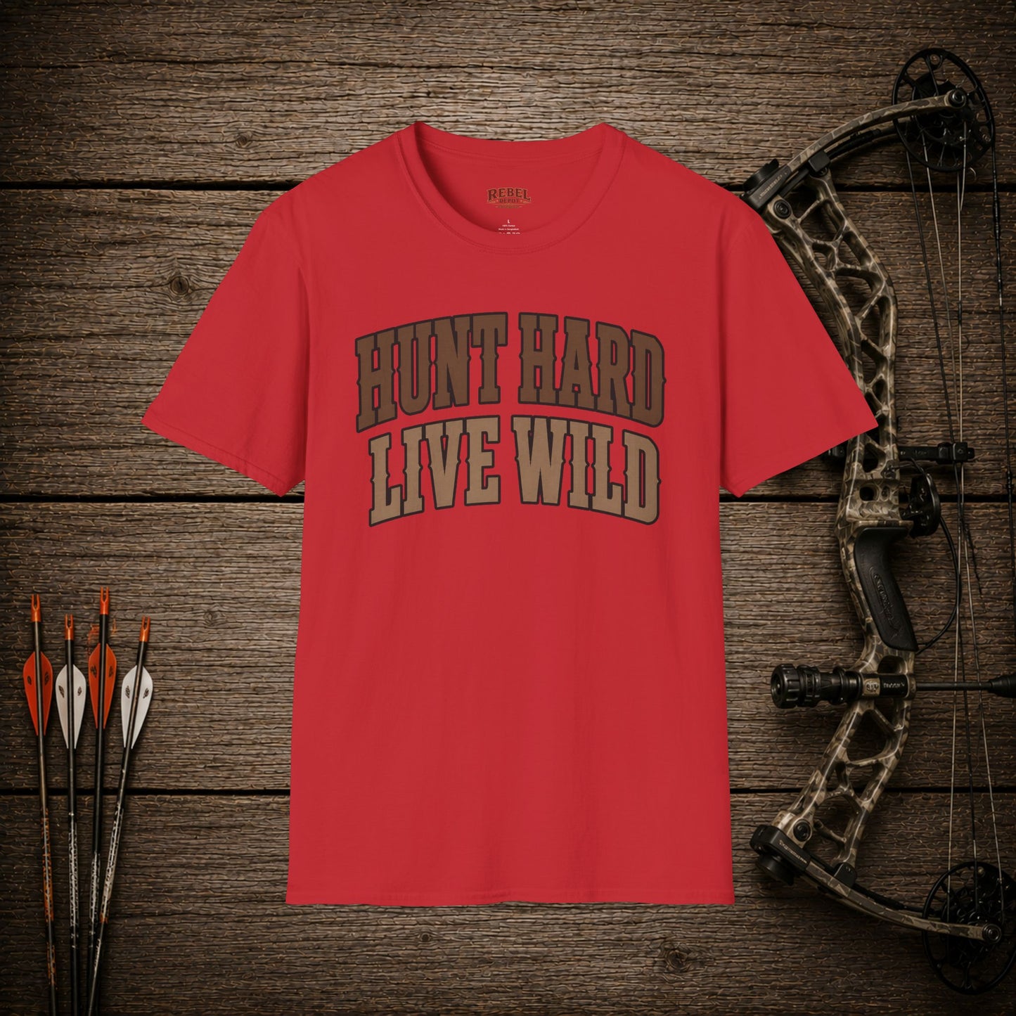 Hunt Hard Live Wild  Adult T-Shirt