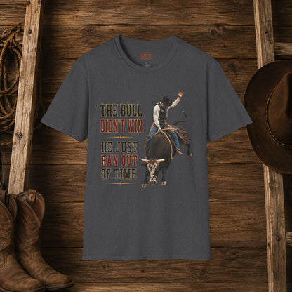 Bull Ran Out Of Time (Front)  Adult T-Shirt