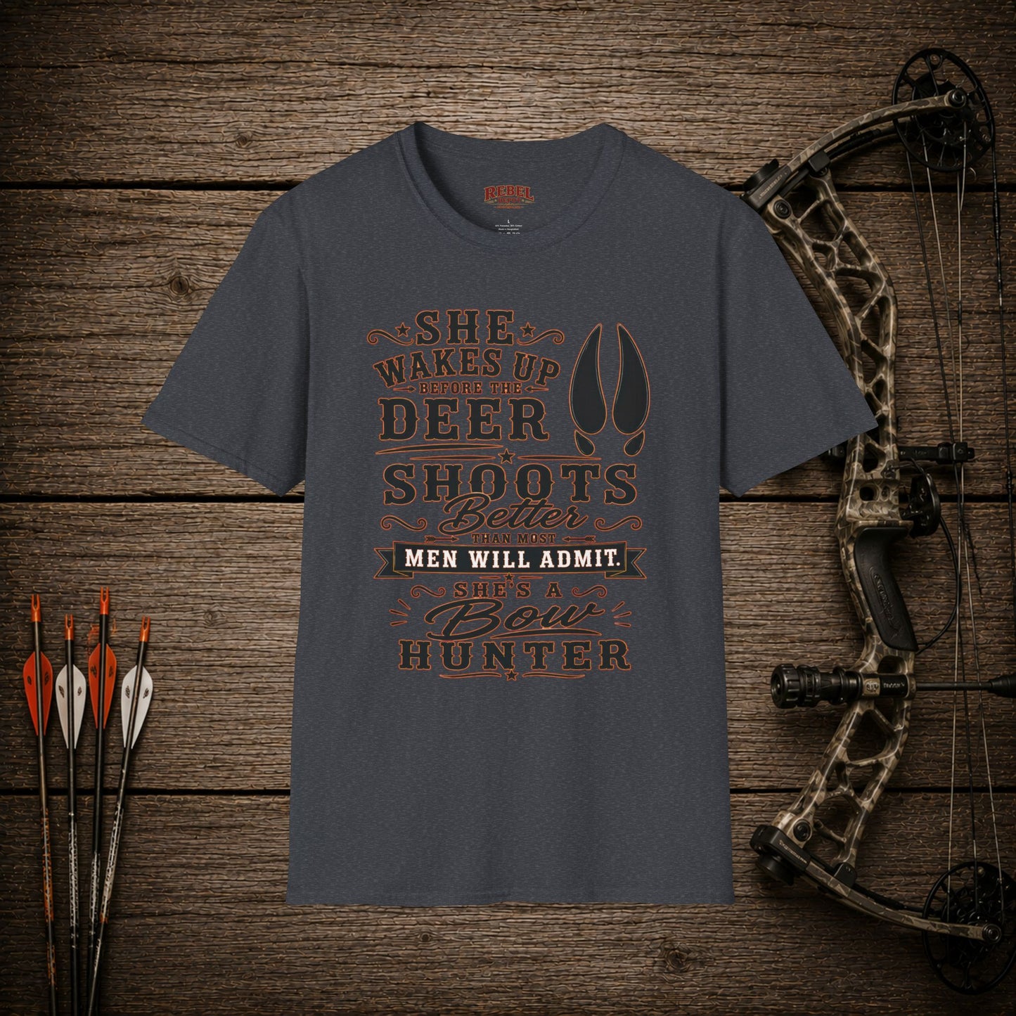 She's A Bow Hunter  Adult Size T-Shirt