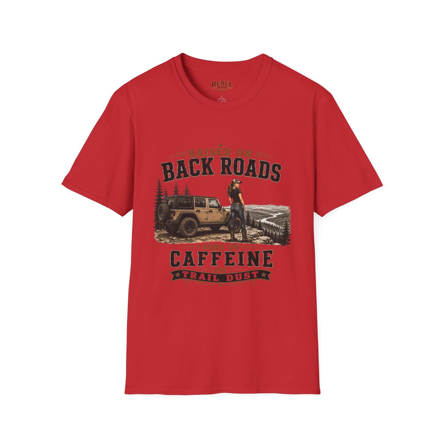 Backroads Caffeine Dust   Adult Size T-Shirt