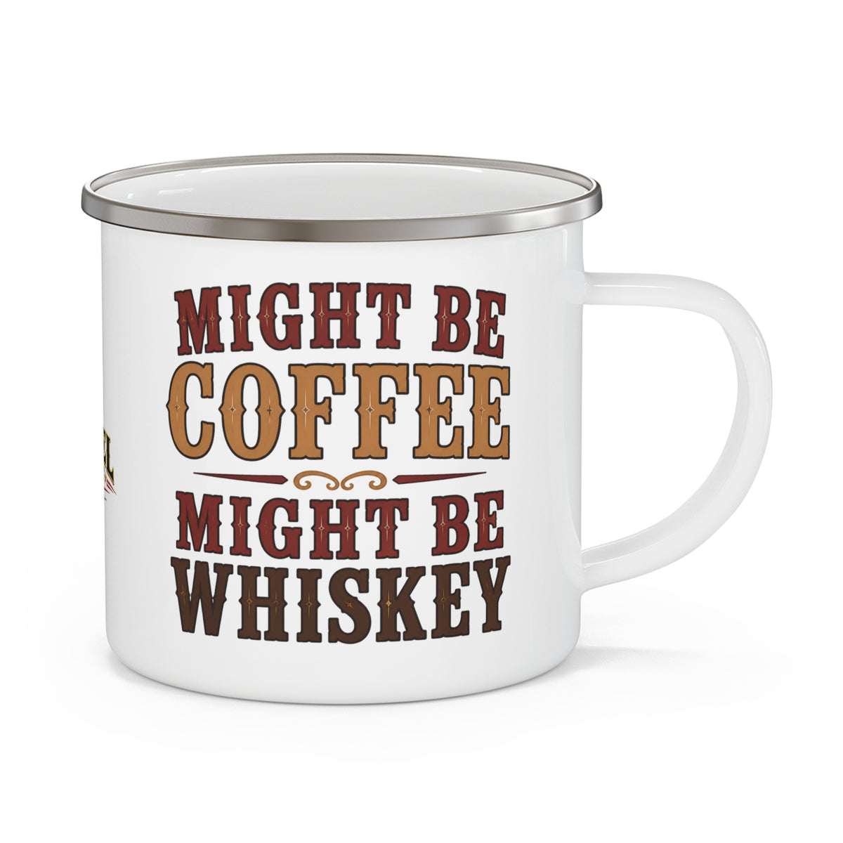 Coffee or Whiskey  Enamel Camping Mug