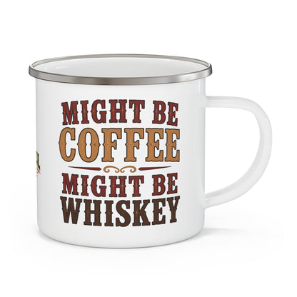 Coffee or Whiskey  Enamel Camping Mug