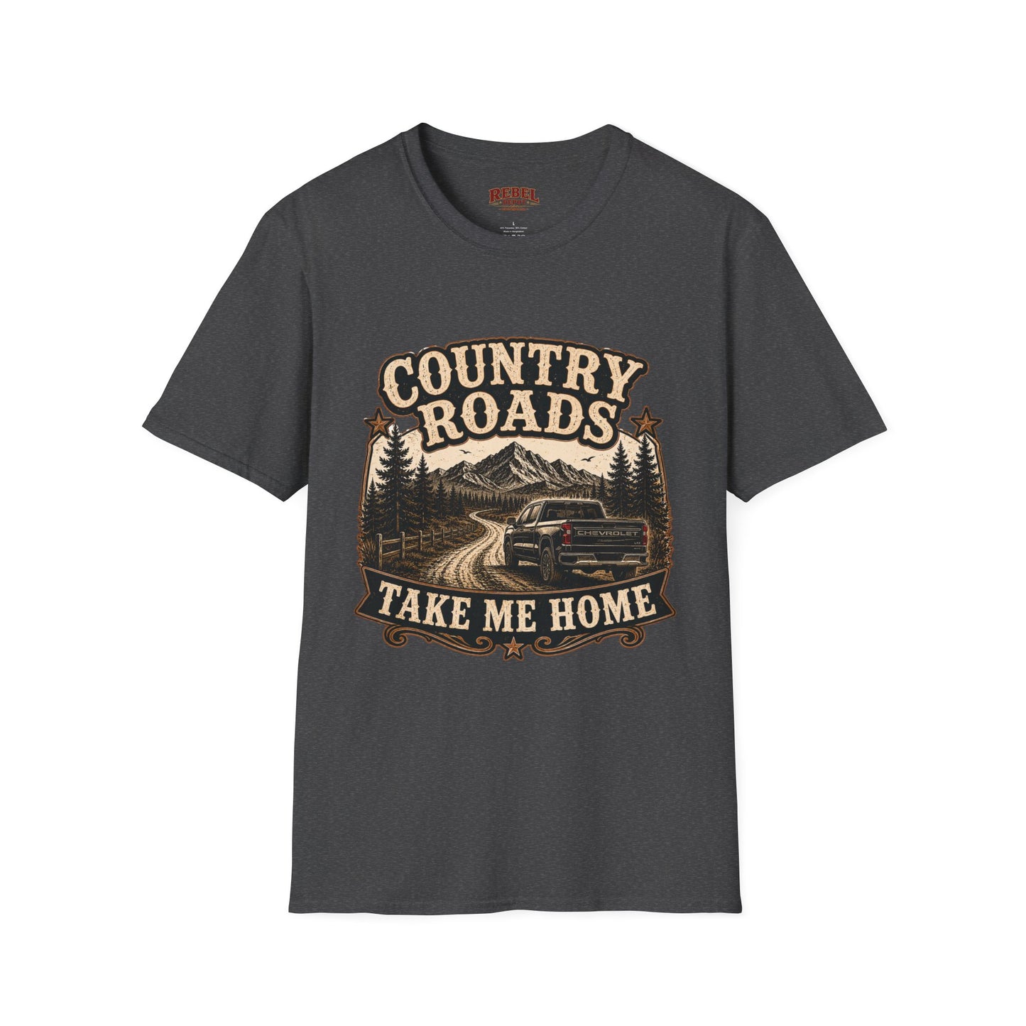 Country Roads Chevy   Adult Size T-Shirt